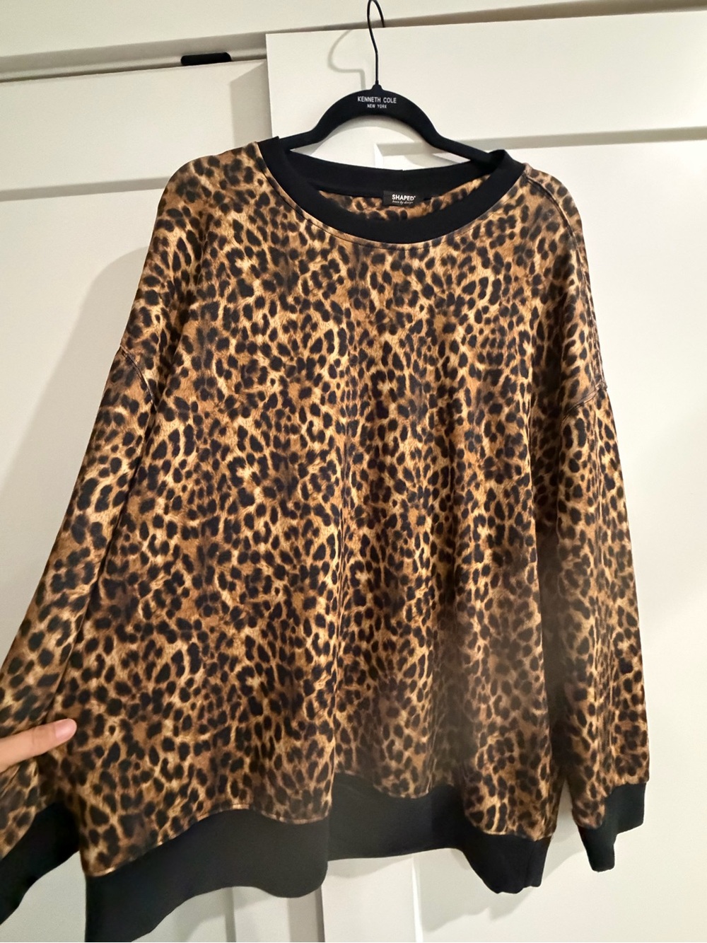 Leopard Print Crewneck Sweater - Brown